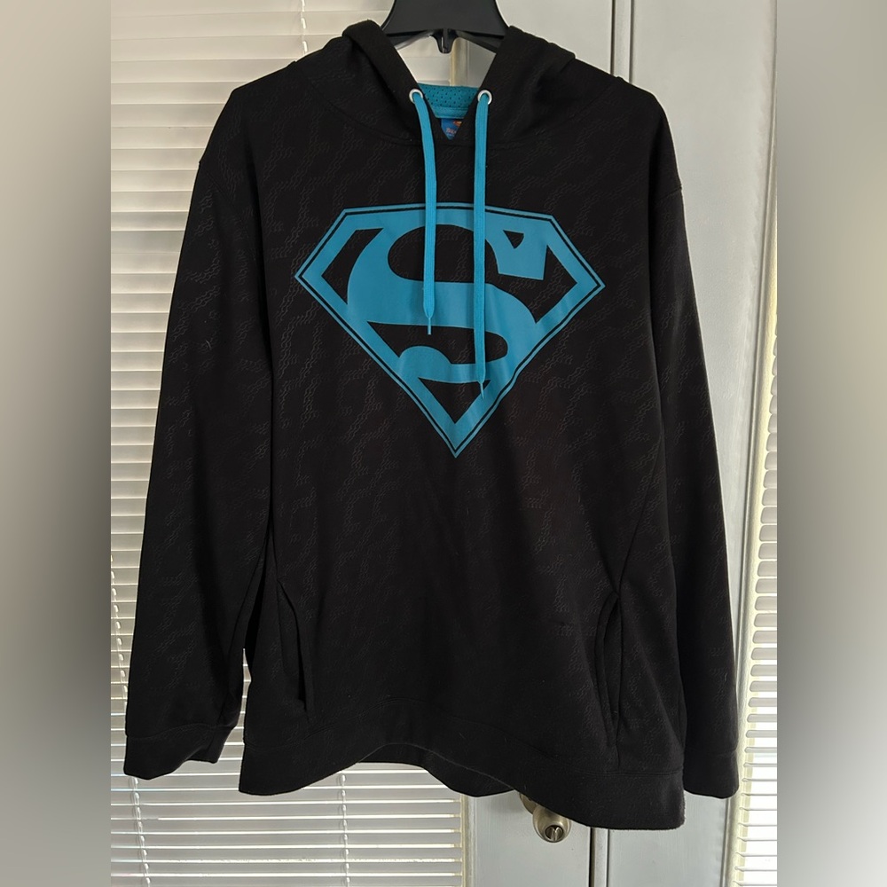Superman blue and black pull over hoodie